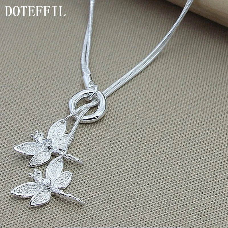 Colar DOTEFFIL com Duas Libélulas em Prata 925