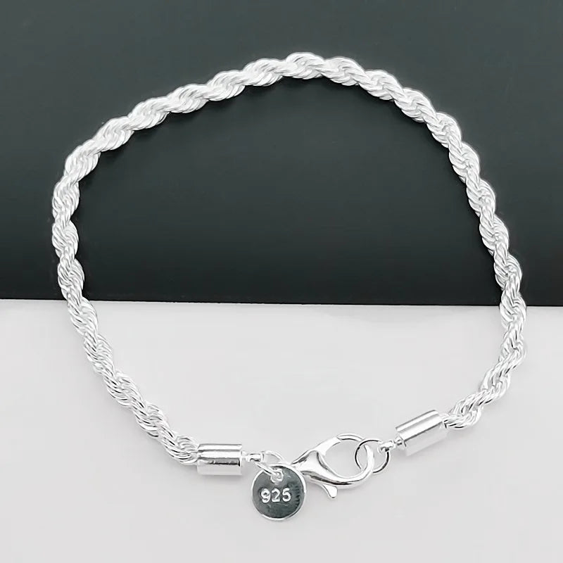 Bracelete Cordão Torcido em Prata 925
