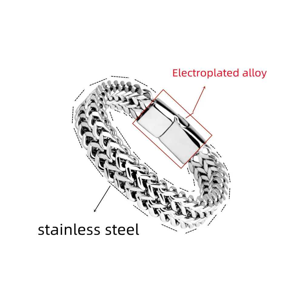 Bracelete Trançado de Aço Inoxidável com Fecho Magnético