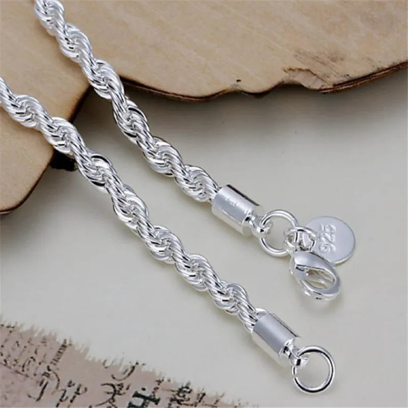 Bracelete Cordão Torcido em Prata 925