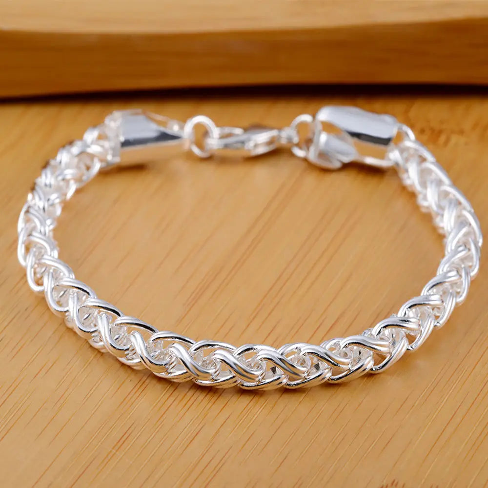 Bracelete Cordão Torcido em Prata 925
