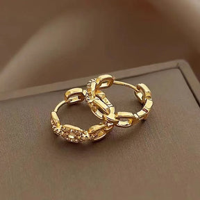 Brincos Femininos Entrelaçados em Ouro Genuíno 9999 24K