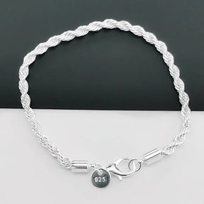 Bracelete Cordão Torcido em Prata 925