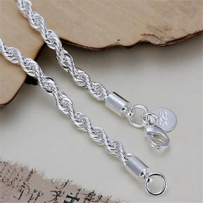 Bracelete Cordão Torcido em Prata 925