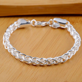 Bracelete Cordão Torcido em Prata 925