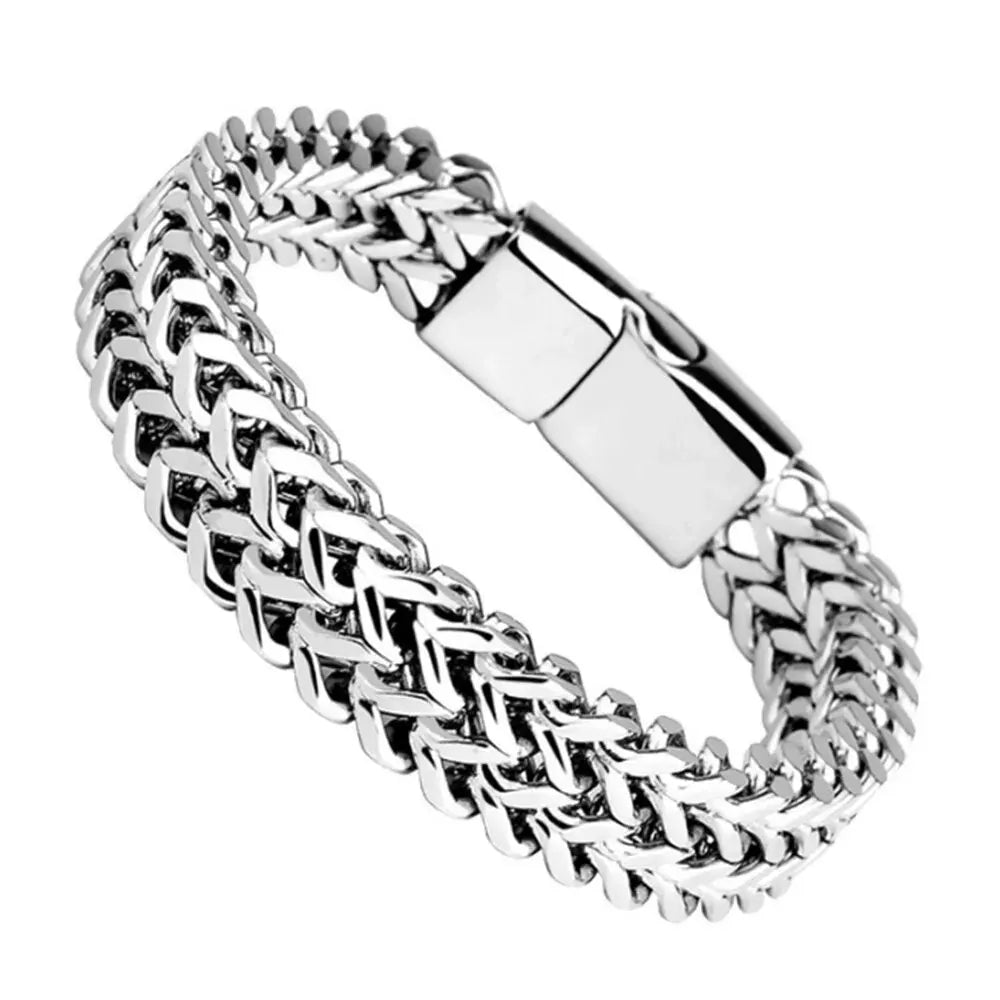 Bracelete Trançado de Aço Inoxidável com Fecho Magnético