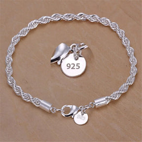 Bracelete Cordão Torcido em Prata 925