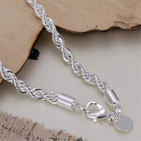 Bracelete Cordão Torcido em Prata 925