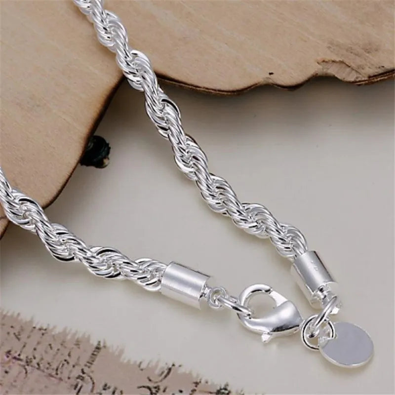 Bracelete Cordão Torcido em Prata 925